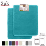 Clara Clark 2-Pack Bath Mat Set – Large and Small Bathroom Rug Set, Absorbent Memory Foam Bath Rugs, Non-Slip, Thick, Cozy Velvet Microfiber Bathrug, Plush Shower, Toilet Floor Bathmats Carpet, Black