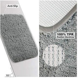 Office Marshal Bathroom Runner Rug Bath Mat 59"x20" Non-Slip Soft Long Shower Rug Plush Microfiber Water Absorbent Carpet Thick Shaggy Luxury Floor Mats, Machine Washable, White