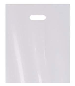 100 Pack 15" x 18" with 2 mil Thick White Merchandise Plastic Glossy Retail Bags | Die Cut Handles | Perfect for Shopping, Party Favors, Birthdays, Children Parties | Color White | 100% Recyclable