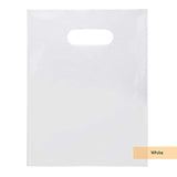 White LDPE Solid Handle Bag | White Merchandise Bag With Die Cut Handles Tear Resistant Strength | Perfect for Trade Shows, Retail, and More | Made by ClearBags Brand | (100 Bags, White)