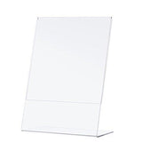 TWING Table Sign Display Holder - Slant Ad Photo Frame Brochure Holder - Clear Acrylic 5x7 inches Pack of 6