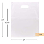 White LDPE Solid Handle Bag | White Merchandise Bag With Die Cut Handles Tear Resistant Strength | Perfect for Trade Shows, Retail, and More | Made by ClearBags Brand | (100 Bags, White)