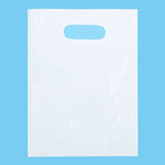 White LDPE Solid Handle Bag | White Merchandise Bag With Die Cut Handles Tear Resistant Strength | Perfect for Trade Shows, Retail, and More | Made by ClearBags Brand | (100 Bags, White)