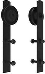 HomLux 8ft Heavy Duty Sturdy Sliding Barn Door Hardware Kit, Double Door-Smoothly and Quietly, Easy to Install and Reusable - Fit 1 3/8-1 3/4" Thickness & 24" Wide Door Panel, Black(I Shape Hanger)