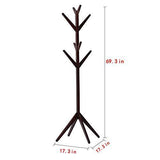 Neasyth Solid Wood Coat Rack Simple Entryway Standing Hall Tree Tetrapod Base for Hat Jacket Coat Hanger Rack in Living Room Bedroom (Teak Color)