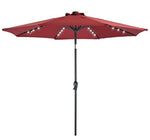 Patio Watcher 9 FT Patio LED Umbrella Solar Powered Outdoor Umbrella, 40 LED with 2 Charge Modes(Solar and Adaptor),250GSM Fabric with Push Button Tilt and Crank,Red