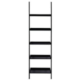 Tangkula Ladder Bookcase 5-Tier Wood Leaning Shelf Wall Plant Shelf Ladder for Home Office Modern Flower Book Display Shelf Storage Rack Stable A-Frame Wooden Ladder Shelf (Black)