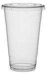 Clear Plastic Cups with Lids | 24 oz, 100 Pack | PET Cold Smoothie Cups | Iced Coffee Cups | Disposable Cups with Lids | To Go Cups