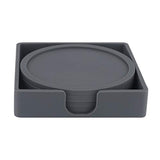 WINIT 5-Piece Silicone Coasters with Holder for Drink Absorbent, Anti-Slip Durable Reusable Eco-Friendly Large Size Coasters for Glasses on Outdoor Patio Furniture, Dinner Table or Bar (Gray)