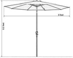 Tourke 9 Ft Patio Umbrella Outdoor Table Umbrella Crank, 8 Rids, Push Button Tilt,for Garden, Deck, Backyard, Swimming Pool and More (Sky Blue)