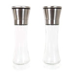 Inventory Liquidation Sale - Premium Tall Glass & Stainless Steel Salt and Pepper Grinder Set - Brushed Stainless Steel Pepper Mill and Salt Mill, Adjustable Ceramic Rotor By Simple Kitchen Products