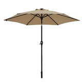 Paulla 9Ft LED Lighted Patio Market Umbrella Outdoor Solar Powered Table Umbrella, 6 Ribs (Beige)