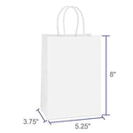 BagDream Small Kraft Paper Bags 50Pcs 5.25"x3.75"x8", Party Bags, Shopping Bag, Kraft Bags, White Bags with Handles