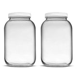 Teikis 2 Pack Wide-Mouth 1 Gallon Glass Jar with 4" Opening Lid Air Tight and Leak Proof - USDA Approved for Fermenting Kombucha, Kefir, Storing and Canning - Dishwasher Safe