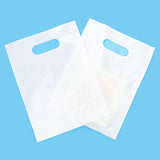 White LDPE Solid Handle Bag | White Merchandise Bag With Die Cut Handles Tear Resistant Strength | Perfect for Trade Shows, Retail, and More | Made by ClearBags Brand | (100 Bags, White)