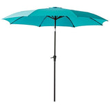 C-Hopetree 11' Patio Outdoor Market Umbrella with Crank Winder, Fiberglass Rib Tips, Push Button Tilt, Aqua Blue