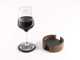 Slate Stone Rustic Beverage Drink Table Coasters Set with Acacia Wood Holder - Round, 4 Coasters