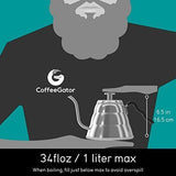 Coffee Gator Pour Over Kettle - With Gooseneck Spout and Thermometer (40floz)