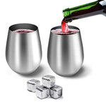 Stainless Steel Wine Glasses 20 oz HOMESTEC Premium Grade 18/8 (Set of 2) Unbreakable Stainless Steel Wine Cups for Daily & Outdoor Parties Picnic Events