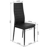 Aingoo Kitchen Chairs Set of 4 Dining Chair Black with Steel Frame High Back PU Leather