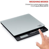 Smart Weigh Professional USPS Postal Scale with Tempered Glass Platform, Multiple Weighing Modes and Tare Function, Silver Shipping Scale, Platform Scale, 11lb/ 5kg