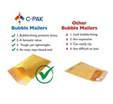 C-Pak #0 6x9 Inches Interior Sized Kraft Bubble Mailers | Adhesive Strip Envelope Mailers | Bubble Lined Padded Envelopes | Heavy Duty Tear and Lightweight Mailing Envelopes | Pack of 50 (CP-KBM01)