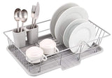 Sweet Home Collection 3 Piece Dish Drainer Rack Set 12" x 19" x 5" Silver