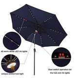 C-Hopetree 9' Solar LED Lighted Outside Patio Market Umbrella for Outdoor Table Balcony Garden Deck Poolside with Tilt, Navy Blue