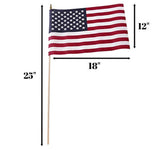 Set of 12 Bulk American Flags: 12" x 18" Small American Flags on Wooden Sticks from Darice