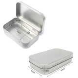 24 Pack Metal Rectangular Empty Hinged Tins Box Containers Mini Portable Box Small Storage Kit, Home Organizer, 3.75 by 2.45 by 0.8 Inch Silver