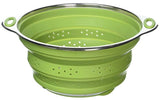 Best Large Collapsible Silicone Colander/Strainer with Stainless Steel Base by Chef Frog™