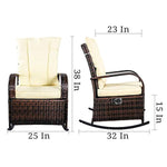 ENSTVER Indoor & Outdoor Reclining Chair-Porch Garden Lawn Deck Wicker Rocke Chair-Auto Adjustable Rattan Sofa w/Cushion (Beige-White Cushion)