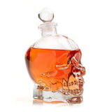 Large Skull Face Decanter with 4 Skull Shot Glasses and Beautiful Wooden Base - By The Wine Savant Use Skull Head Cup For A Whiskey, Scotch and Vodka Shot Glass, 25 Ounce Decanter 3 Ounces Shot Glass