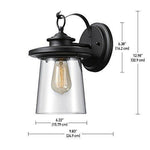 Globe Electric Bowery 1-Light Outdoor Indoor Wall Sconce, Matte Black, Clear Glass Shade 44176