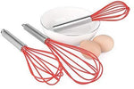 TEEVEA  Set of 3 Multi-Color Silicone whisks with stainless steel handles. Milk & Egg Beater Balloon Metal Whisk for Blending, Whisking, Beating and Stirring