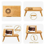 Laptop Desk Nnewvante Adjustable Laptop Desk Table Bamboo Foldable Breakfast Serving Bed Tray w' Drawer by NNEWVANTE