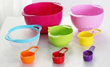 Edofiy 8 in 1 Rainbow Stackable Storage Mixing Bowl Set With Measuring Spoon Cup Set For Cooking Baking