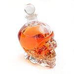 Large Skull Face Decanter with 4 Skull Shot Glasses and Beautiful Wooden Base - By The Wine Savant Use Skull Head Cup For A Whiskey, Scotch and Vodka Shot Glass, 25 Ounce Decanter 3 Ounces Shot Glass