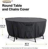 FLYMEI Patio Furniture Cover, Waterproof Tear-Resistant UV and Fade Resistant Outdoor Round Table Dining Set Cover, Space Grey, 62 inches Diameter