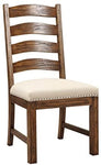 Emerald Home Furnishings  Bay Rustic Brown Dining Chair with Upholstered Seat, Ladder Back, And Nailhead Trim, Set of Two