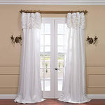 Half Price Drapes PTCH-112-108-RU Ruched Faux Silk Taffeta Curtain, Platinum