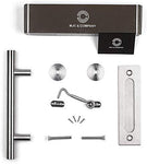 MJC & Company - 12" Square Modern Sliding Barn Door Handle Pull/Flush Combo and Privacy Lock - Indoor/Outdoor Hardware Set - Black Powder Coated Steel for Bedroom, Bathroom, Closet, Shed, or Gate