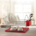 Sweet Home Collection 3 Piece Dish Drainer Rack Set 12" x 19" x 5" Silver