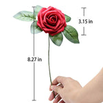 YOUR GIFT Your Deco Flowers Bridal DIY Bouquet Real Touch Artificial Roses 25 Pcs Hotel/Wedding Floral/Garden Craft Baby Shower Home Decor (red)