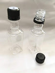 Mini SQUARE Plastic Alcohol 50ml Liquor Bottle Shots + Caps (12)