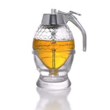 Glass Honey Dispenser Container by Hunnibi - Honey Server Drip Free With Stopper For Easy Honey Jar Refill