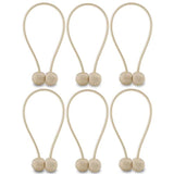 HUYIJJH Curtain Tiebacks Magnetic, Drape Holders Holdbacks Decorative Weave Rope Clips Window Sheer Blackout Panels Home Office, Beige (Pack of 6) by NZQXJXZ