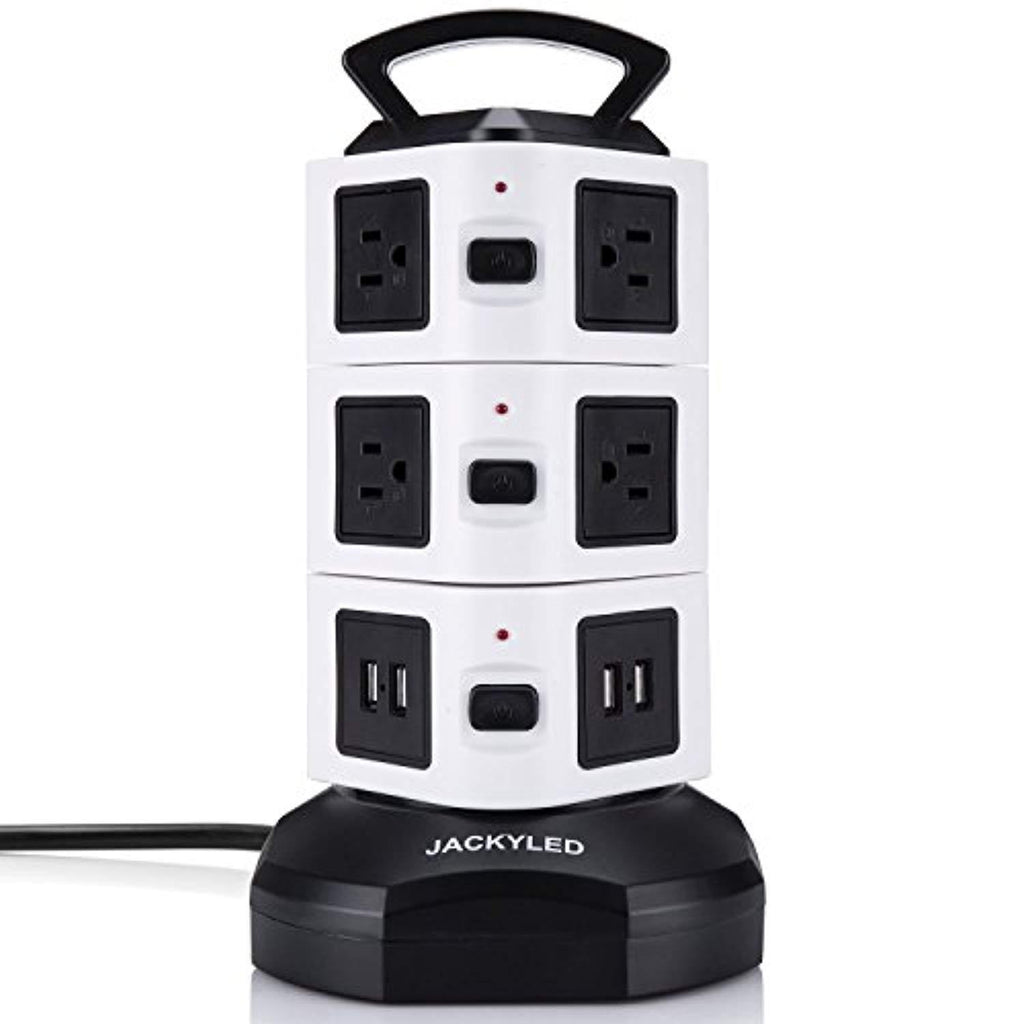 Power Strip Tower 12 Outlets with 4 USB Ports Surge Protector Electric  Charging Station 6.5ft Cord, Black