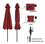 Patio Watcher 9 FT Patio LED Umbrella Solar Powered Outdoor Umbrella, 40 LED with 2 Charge Modes(Solar and Adaptor),250GSM Fabric with Push Button Tilt and Crank,Red