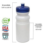 Rolling Sands 20 Ounce Sports Water Bottles 24 Pack, BPA-Free, Made in USA, Dishwasher Safe